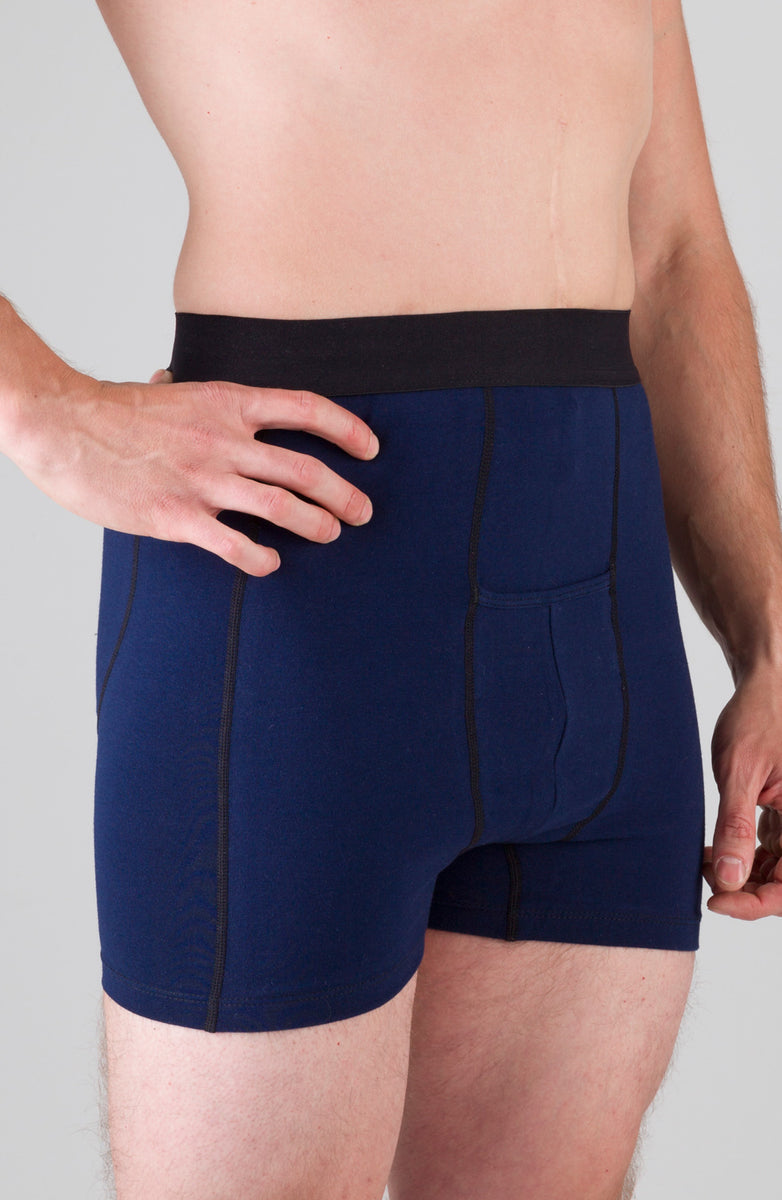 HORIZONTAL FLY BOXER BRIEF Navy Ostomysecrets®