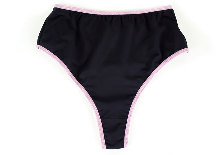 PEEK-A-BOO THONG - BLACK / MICROFIBER