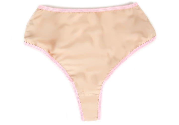 PEEK-A-BOO THONG - BEIGE / MICROFIBER